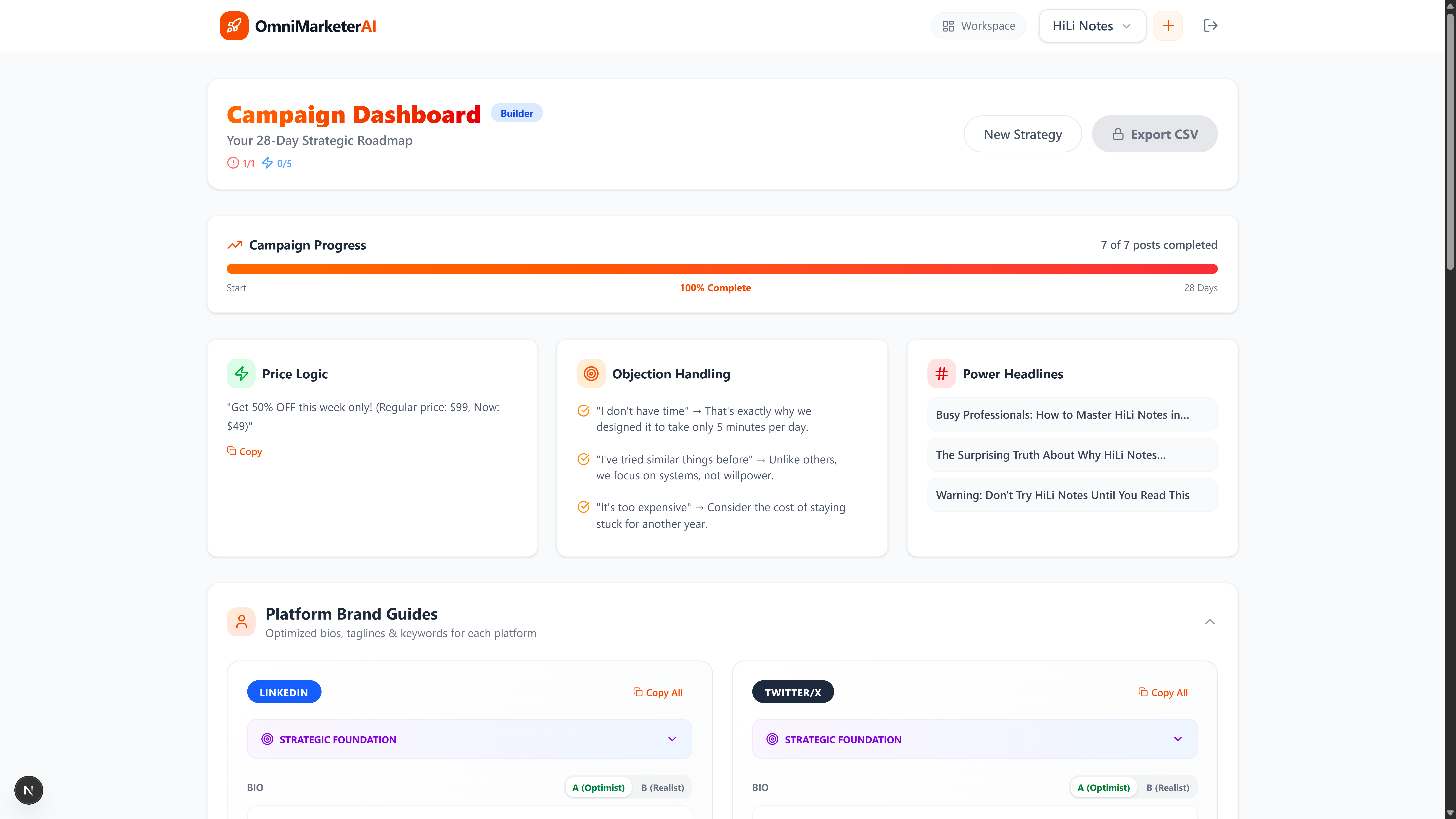 OmniMarketerAI Dashboard